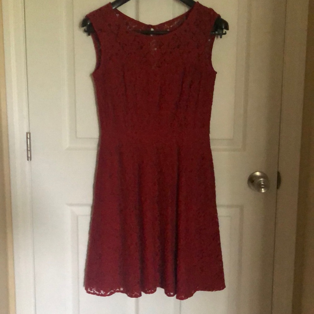⭐️ White House Black Market Red Lace A-Line Dress